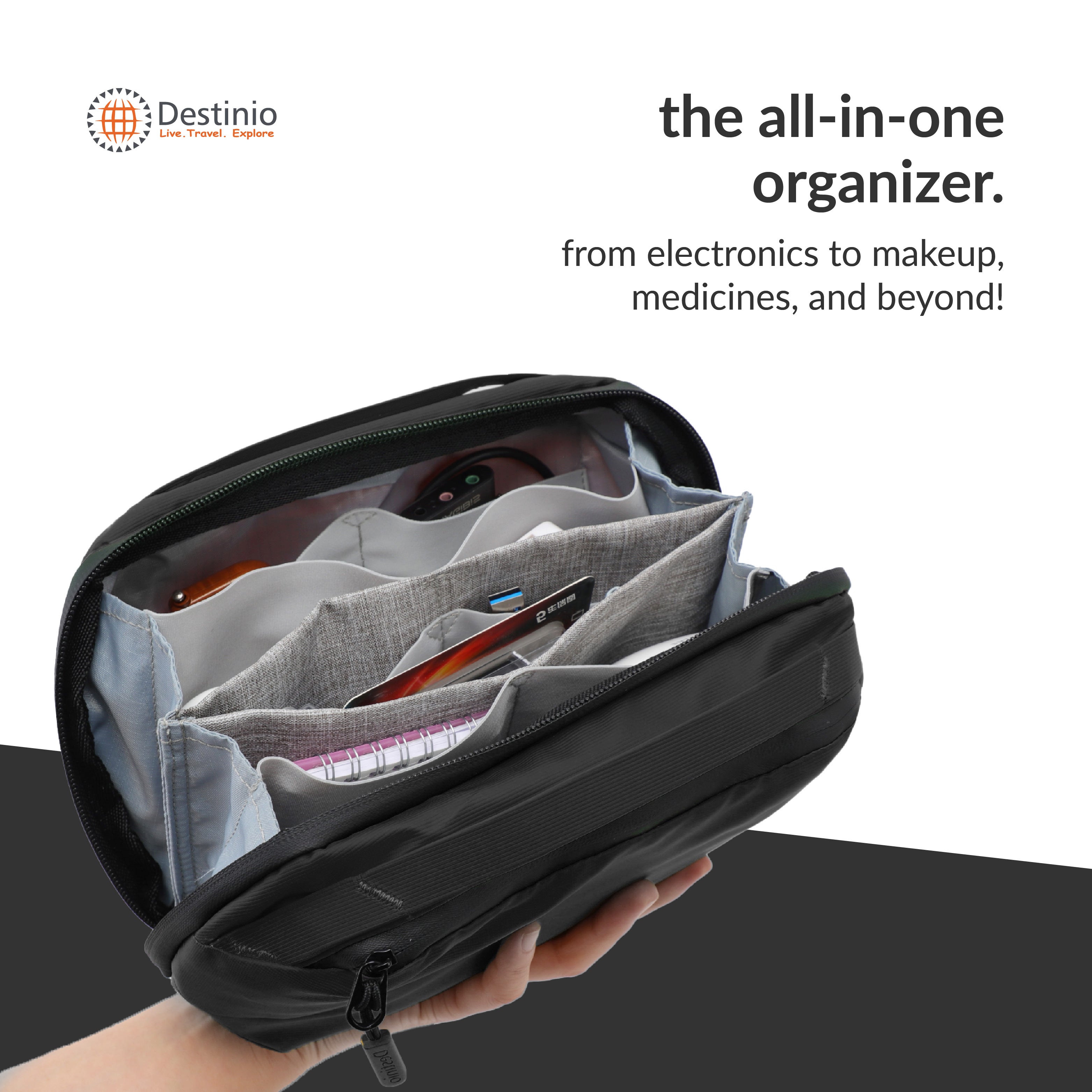 Destinio Electronics Organizer Bag | Waterproof, Large Storage, Compact and Portable