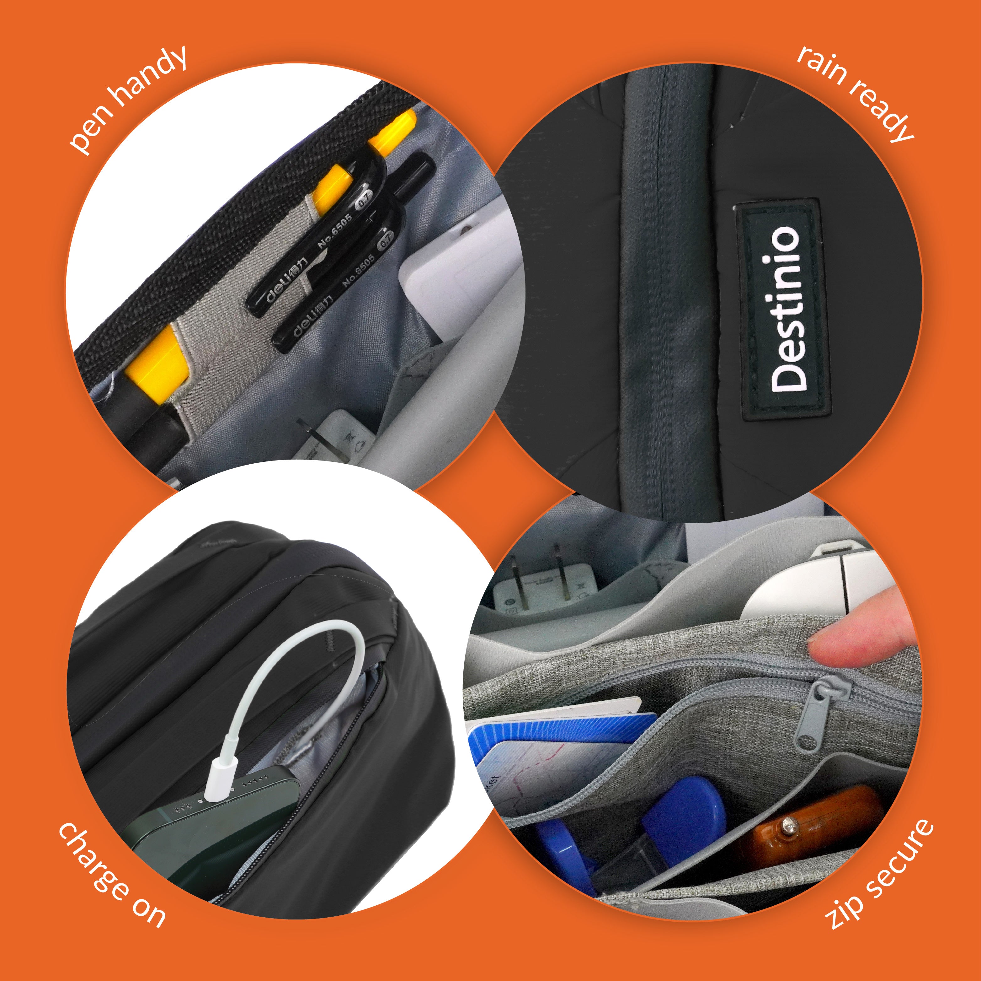 Destinio Electronics Organizer Bag | Waterproof, Large Storage, Compact and Portable