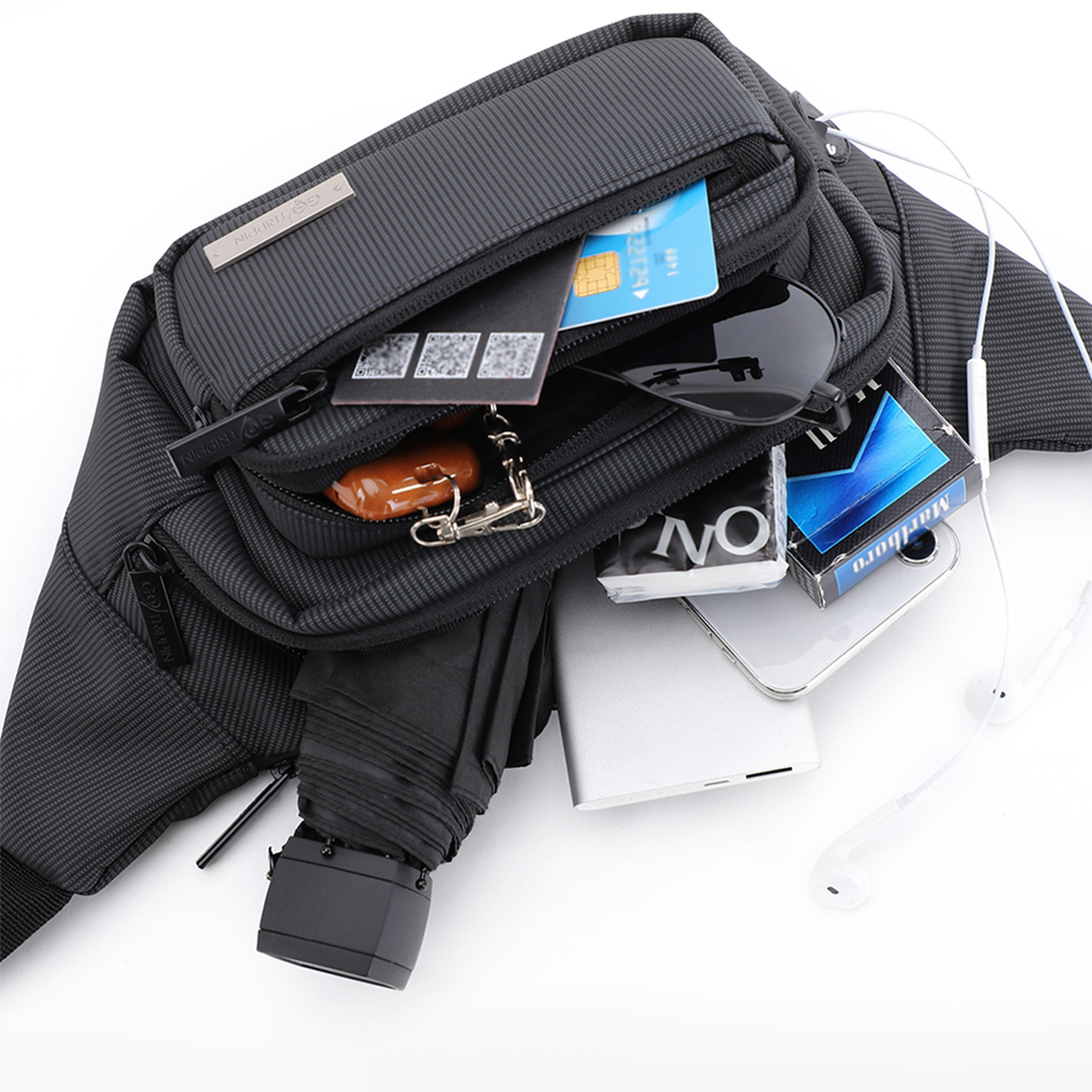 Smart Travel Combo for Him- Gadget organizer, waist bag & sling bag