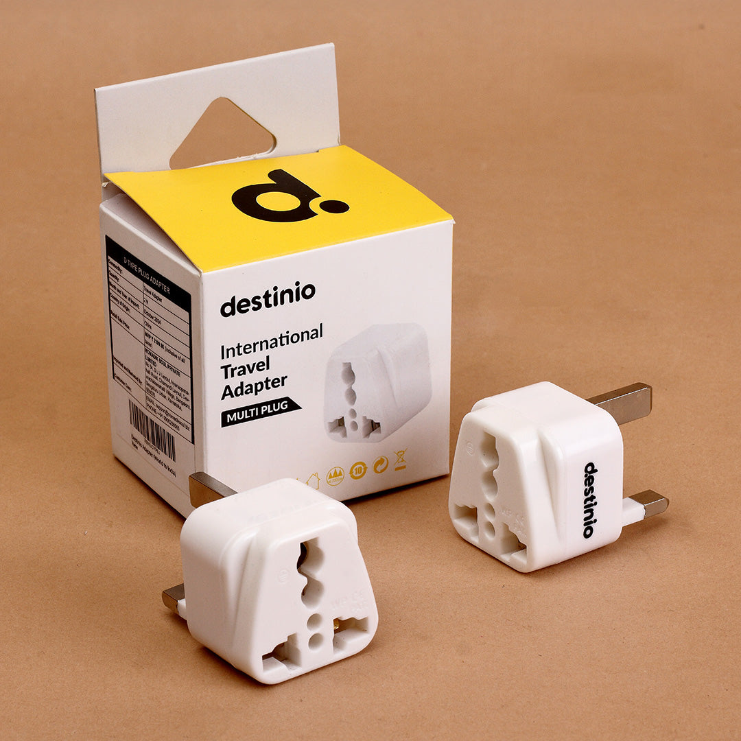 Destinio Multi Adapter Type G UK | Universal Compatibility, Dual Device Charging, Safety Certified