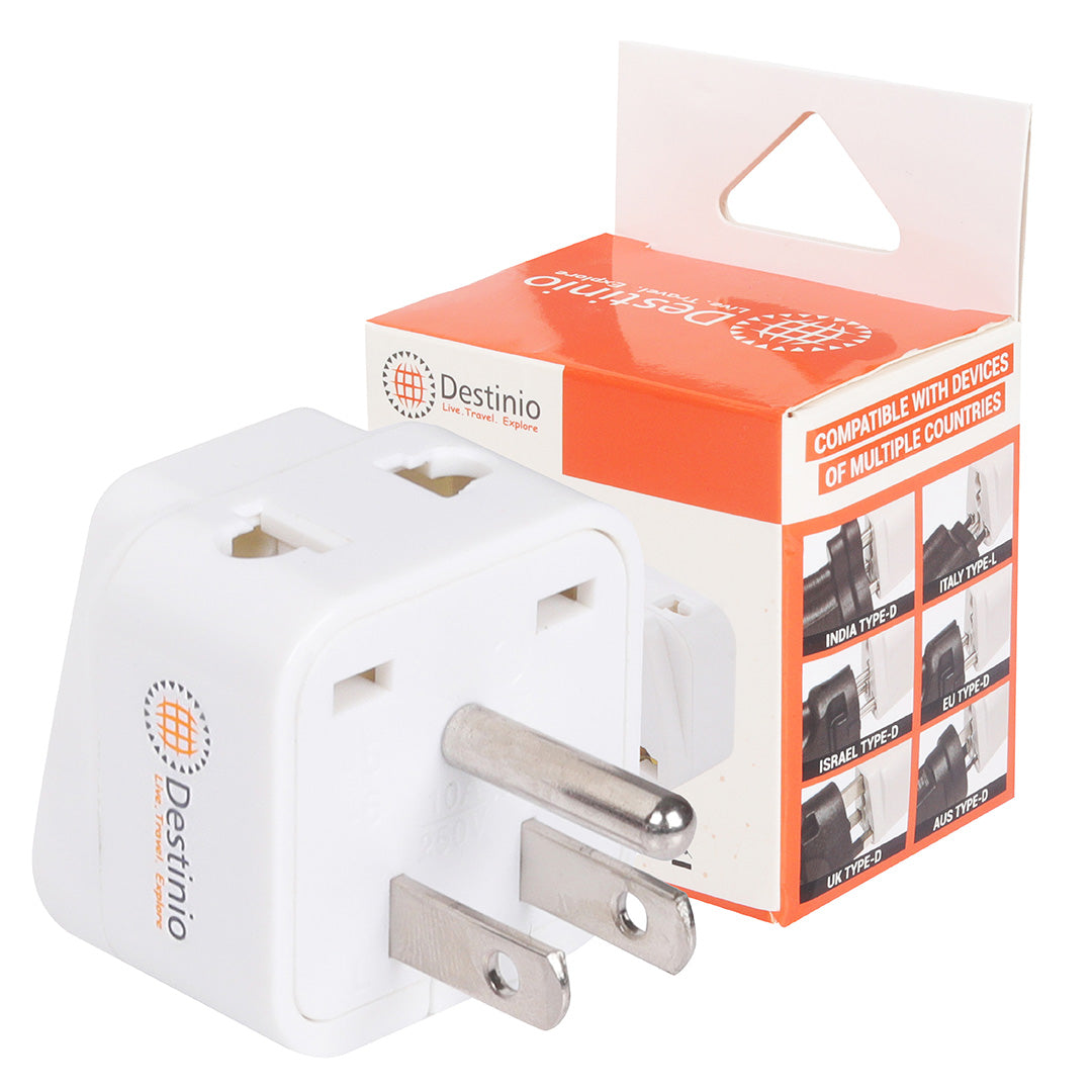 Destinio Multi Adapter Type B USA | Universal Compatibility, Dual Device Charging, Safety Certified