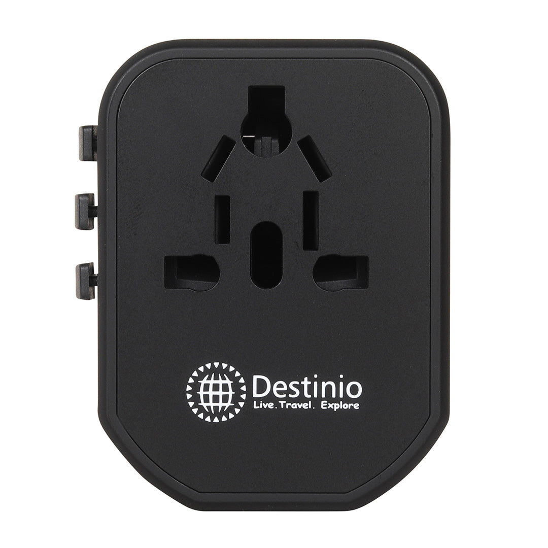 Destinio International Plug Adapter | Dual USB Ports, Smart Fast Charging, 10-Year Warranty