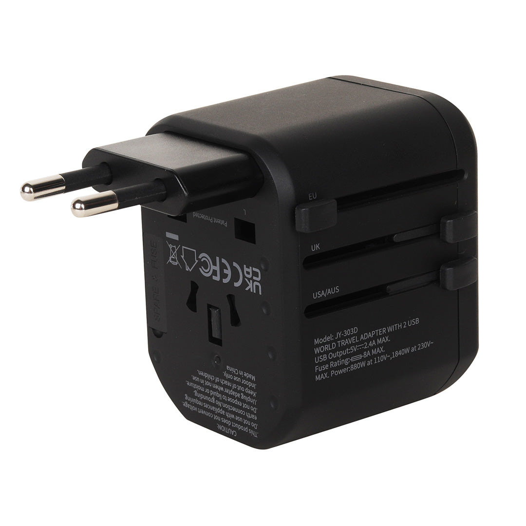 Destinio International Plug Adapter | Dual USB Ports, Smart Fast Charging, 10-Year Warranty
