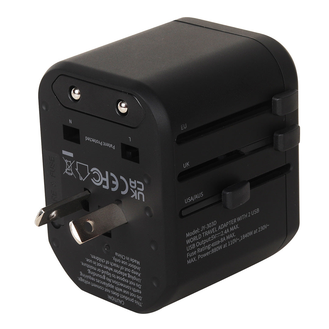 Destinio International Plug Adapter | Dual USB Ports, Smart Fast Charging, 10-Year Warranty