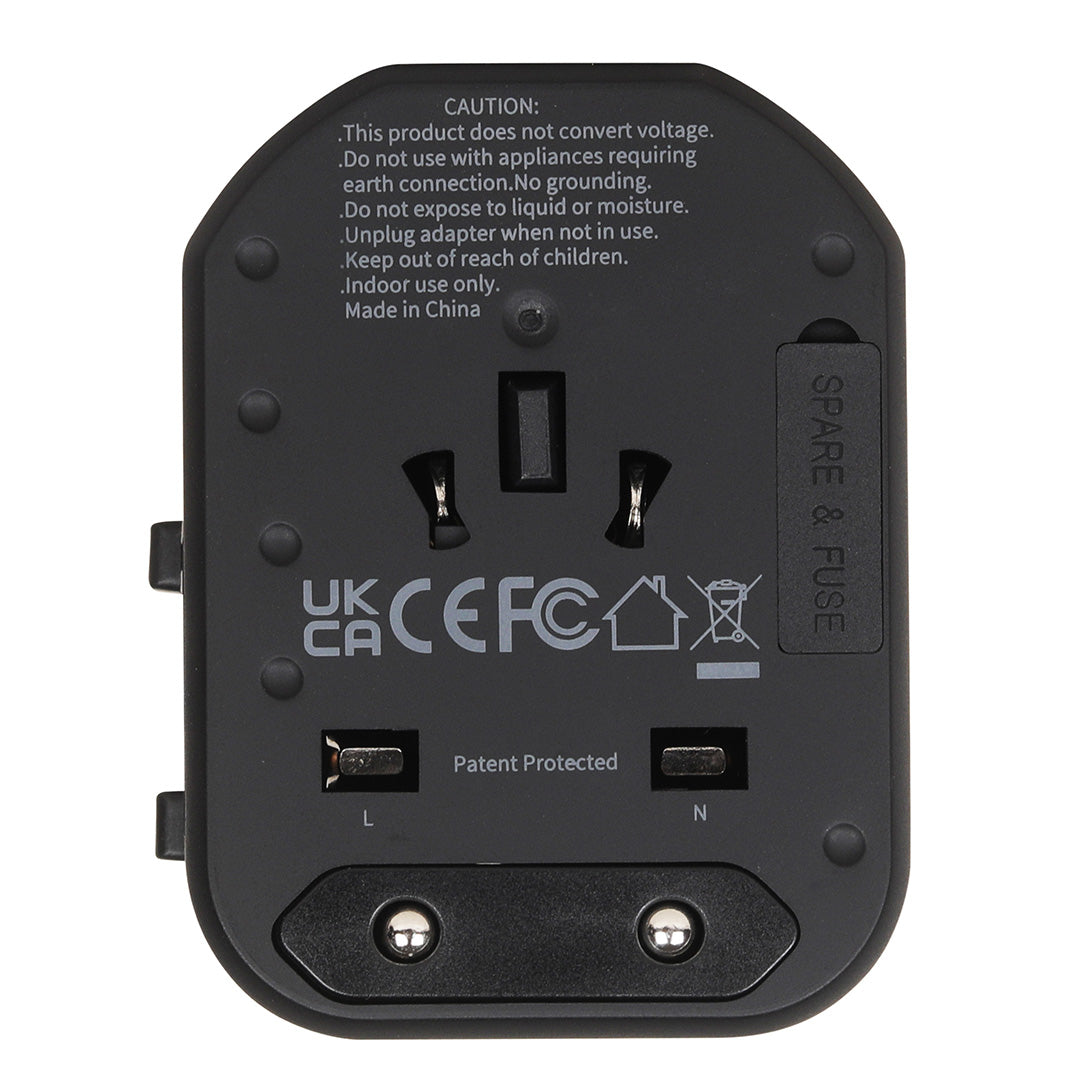 Destinio International Plug Adapter | Dual USB Ports, Smart Fast Charging, 10-Year Warranty