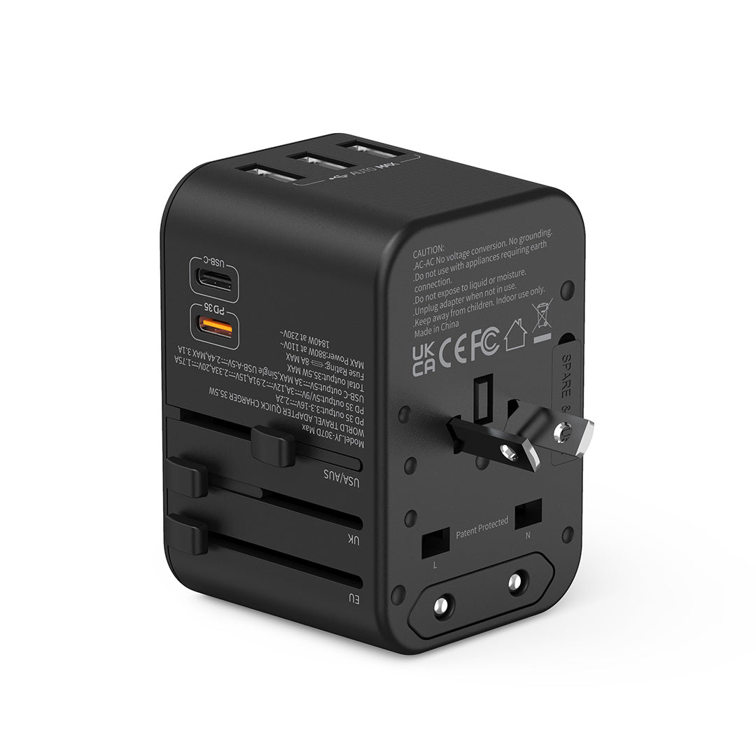 Destinio 5 USB Type C Adapter | Universal Travel Adapter, Smart Fast Charging, Safety Certified