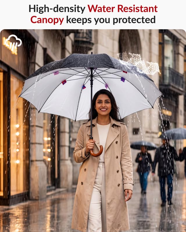 Destinio Black Golf Umbrella | 25-Inch Large Canopy, UV Protection, Windproof, and Waterproof