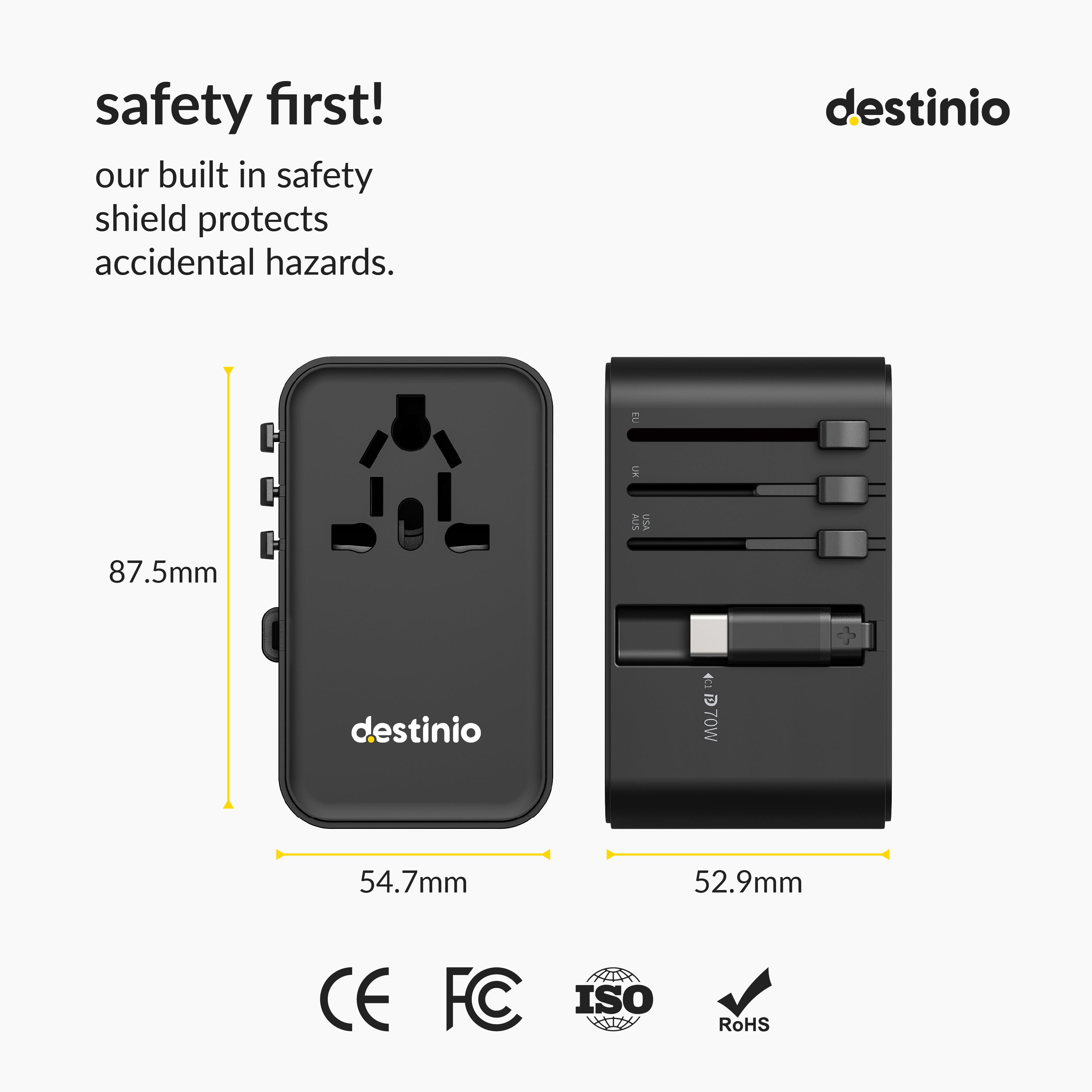 70W Type C Gan International Travel Adapter