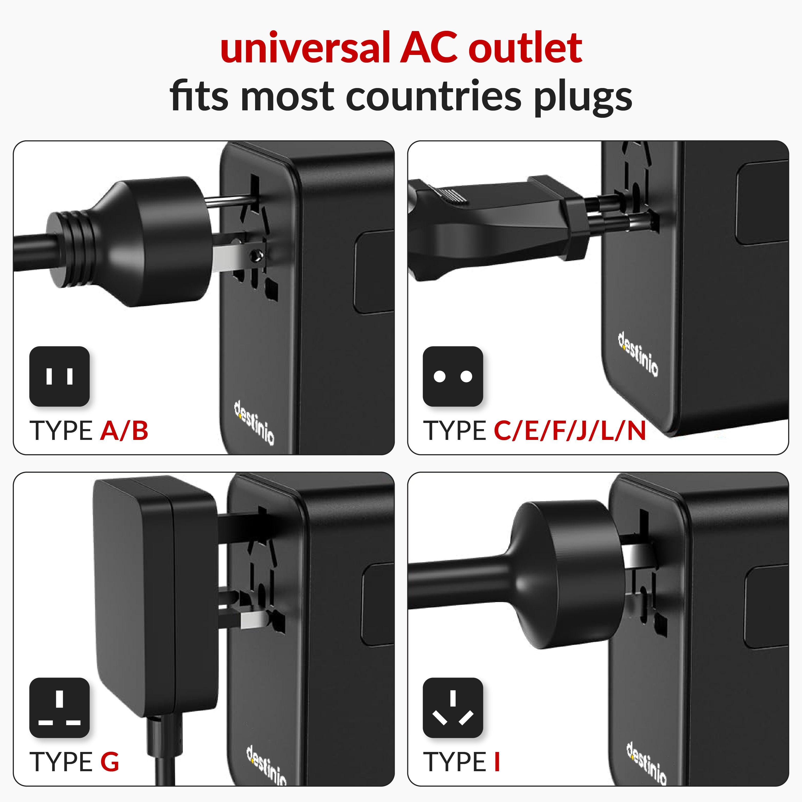 70W Type C Gan International Travel Adapter