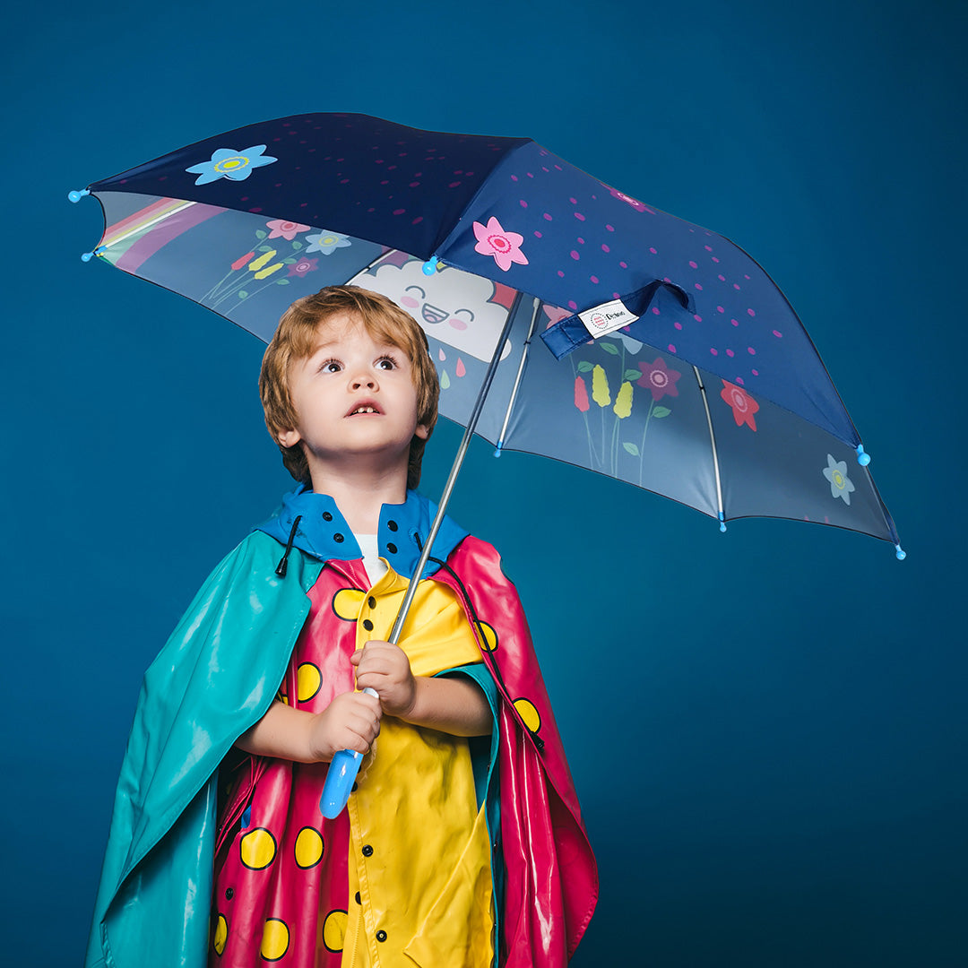 Destinio Umbrella for Kids - Blue | Safe Design, Waterproof, Windproof, Lightweight