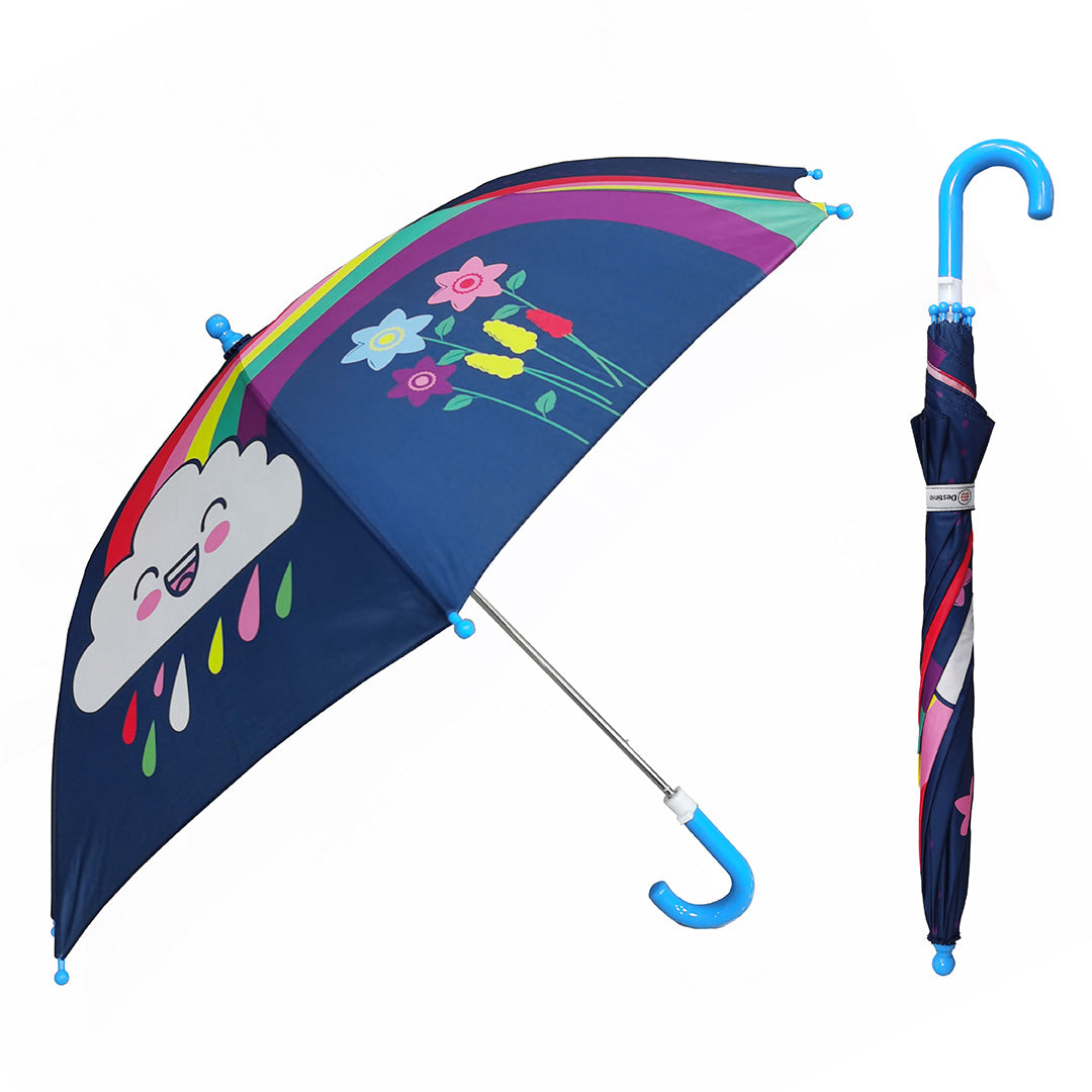 Destinio Umbrella for Kids - Blue | Safe Design, Waterproof, Windproof, Lightweight