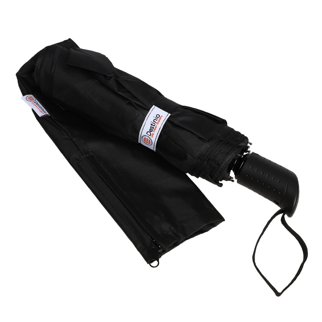Destinio Umbrella - Black 21 Inch | Auto Open-Close, Wind-Resistant, Compact Design