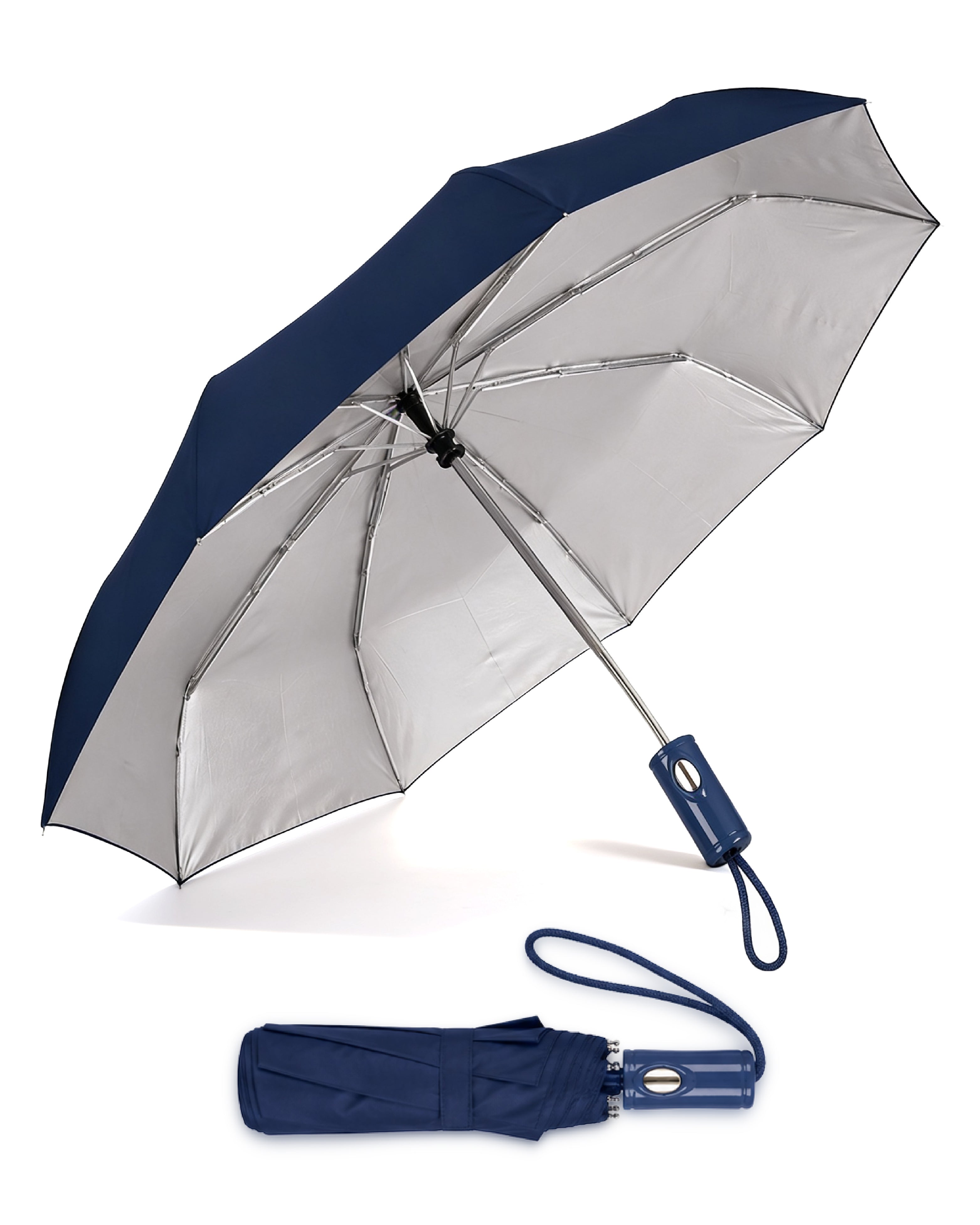 Destinio Umbrella 3 Fold Big Size (22 Inch) Auto Open Manual Close- Navy blue