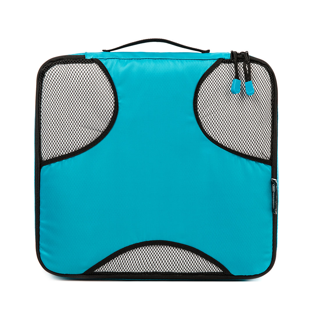 Destinio Travel Packing Cubes, 5 Pc Set, Grey/ Black/ Blue, Polyester Fabric