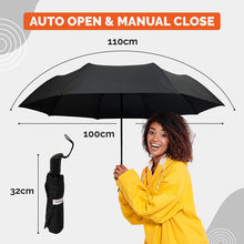 Load image into Gallery viewer, Destinio Auto Open and Manual Close Umbrella, 21 Inches, 3 Fold - Black
