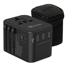 Load image into Gallery viewer, Destinio Type C Universal Travel Adapter with PD and 3 USB Ports, Black

