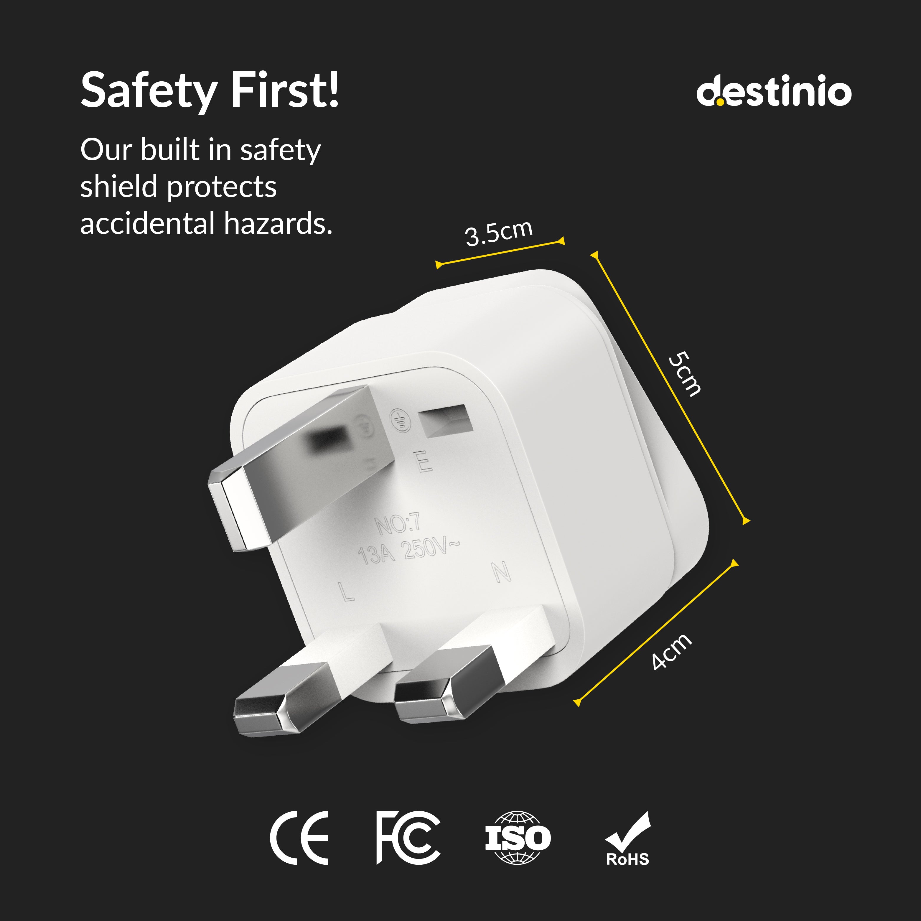 Destinio Travel Adapters (Type E/F (Europe Travel Adapter), (Pack of 3))