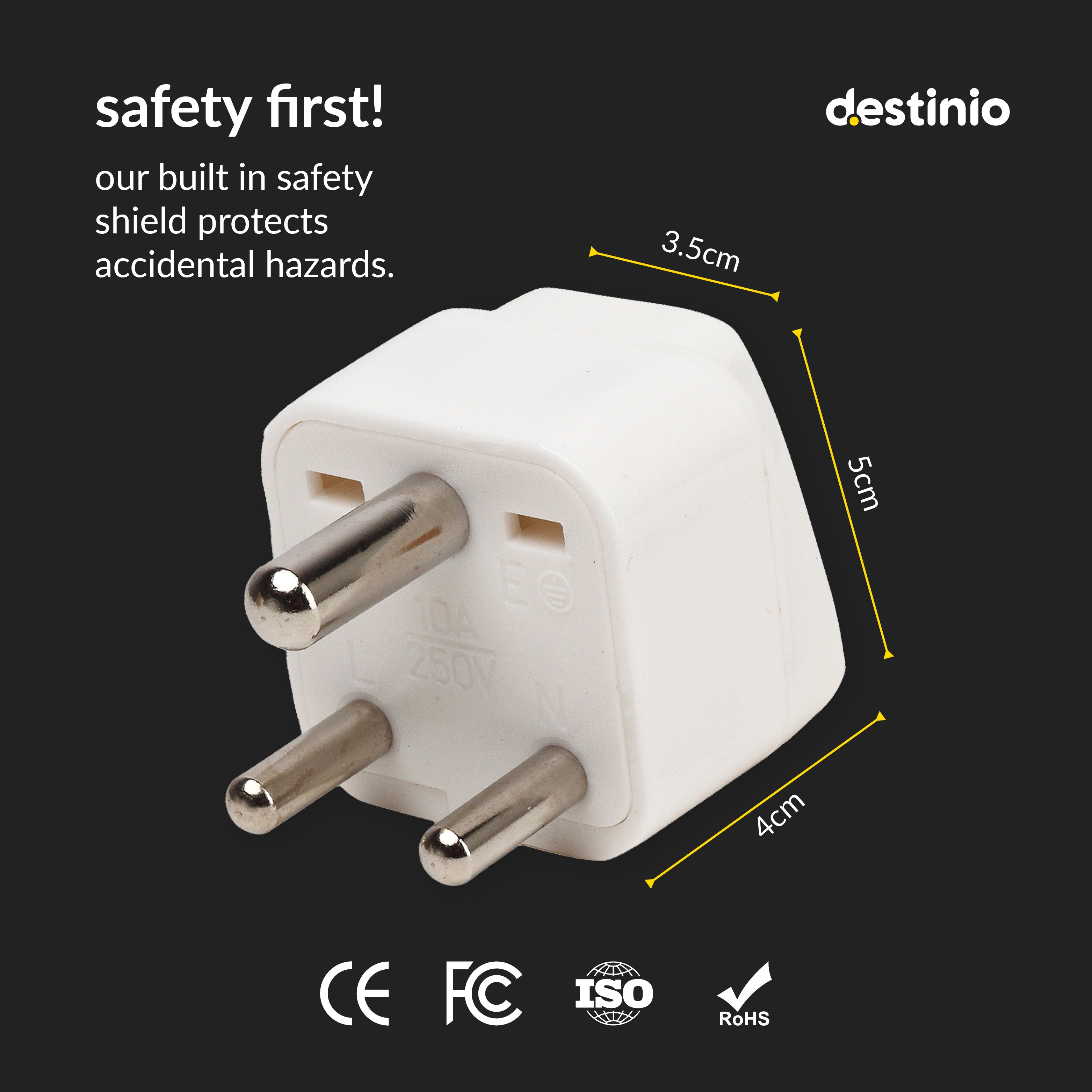 Destinio Multi Adapter Type D - India | Universal Compatibility, Safety Certified, Durable Design