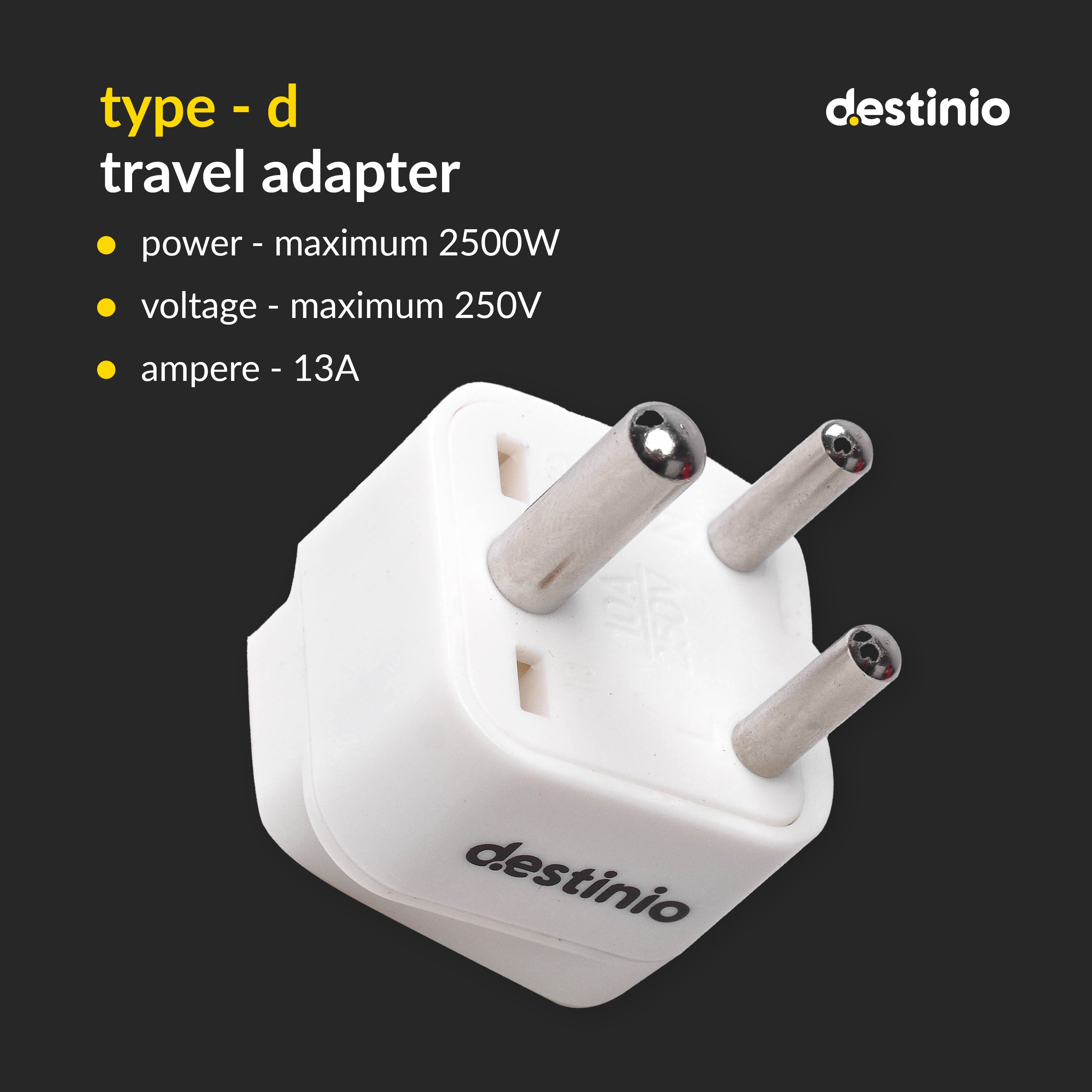 Destinio Multi Adapter Type D - India | Universal Compatibility, Safety Certified, Durable Design