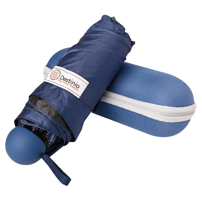 Destinio Capsule Umbrella, 5 Fold Manual Open, Blue