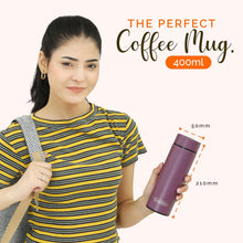 Load image into Gallery viewer, Destinio Insulated Travel Coffee Mug Flask, 400 ML - Purple, Stainless Steel

