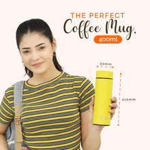 Load image into Gallery viewer, Destinio Insulated Travel Coffee Mug Flask, 400 ML - Yellow, Stainless Steel
