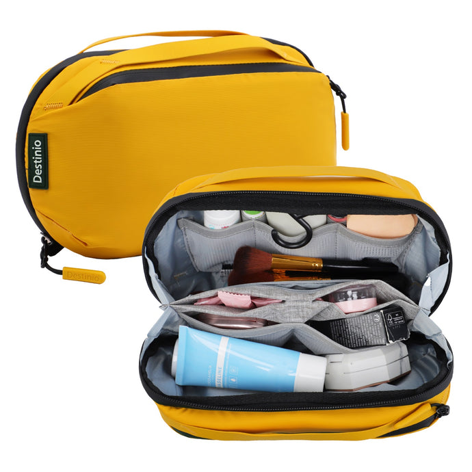 Destinio Waterproof Toiletry Pouch Bag for Toiletries and Cosmetics, Yellow