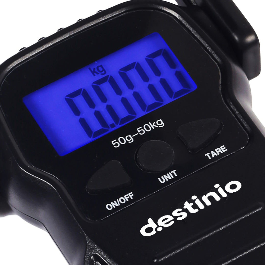 Destinio Hook Luggage Scale | 50KG Capacity, Backlit LCD, Portable with Carry Pouch