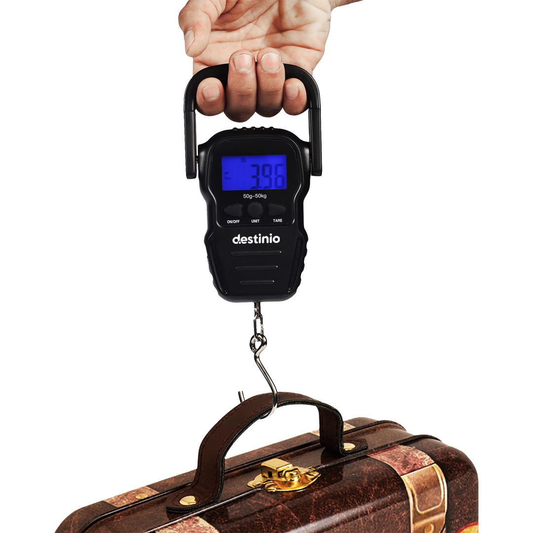 Destinio Hook Luggage Scale | 50KG Capacity, Backlit LCD, Portable with Carry Pouch