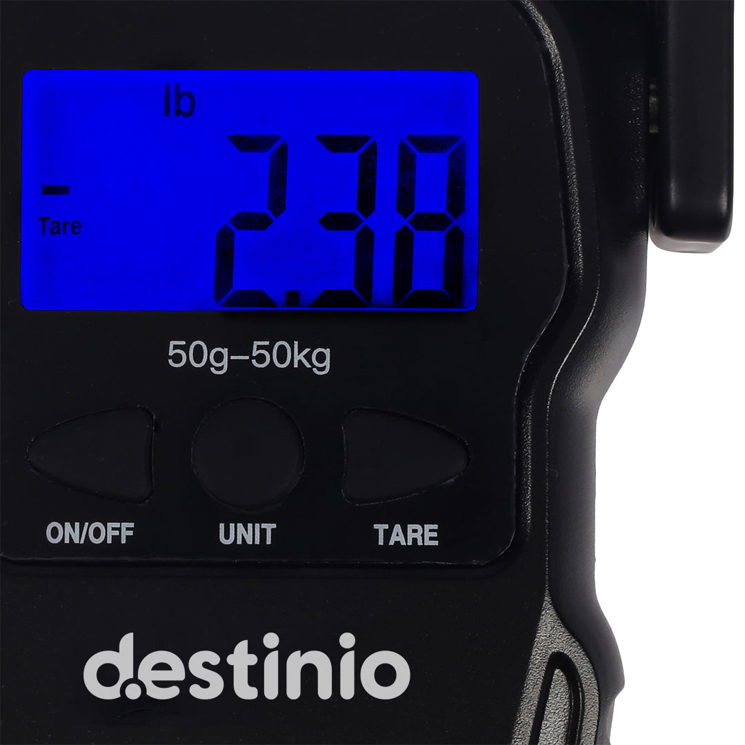 Destinio Hook Luggage Scale | 50KG Capacity, Backlit LCD, Portable with Carry Pouch
