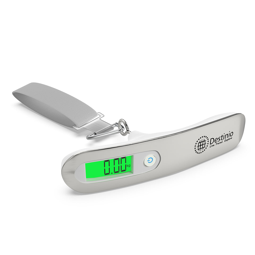 Destinio Travel Luggage Digital Weighing Scale, 50Kg Capacity, White, Stainless Steel Body