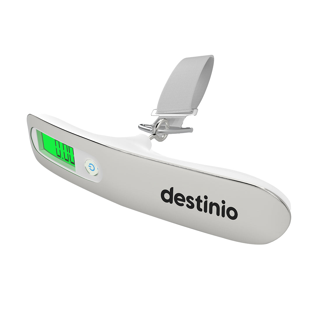 Destinio Travel Luggage Digital Weighing Scale, 50Kg Capacity, White, Stainless Steel Body
