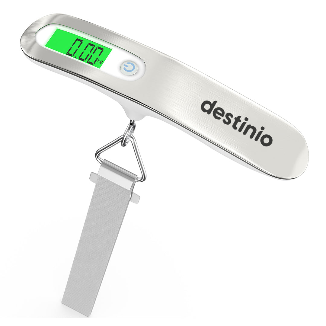 Destinio Travel Luggage Digital Weighing Scale, 50Kg Capacity, White, Stainless Steel Body