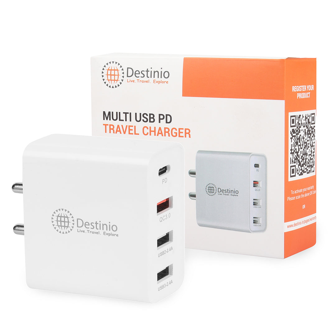 Destinio Multi USB Charger | 48W Fast Charging, 4 Ports, Smart Charging Technology, Safety Certified