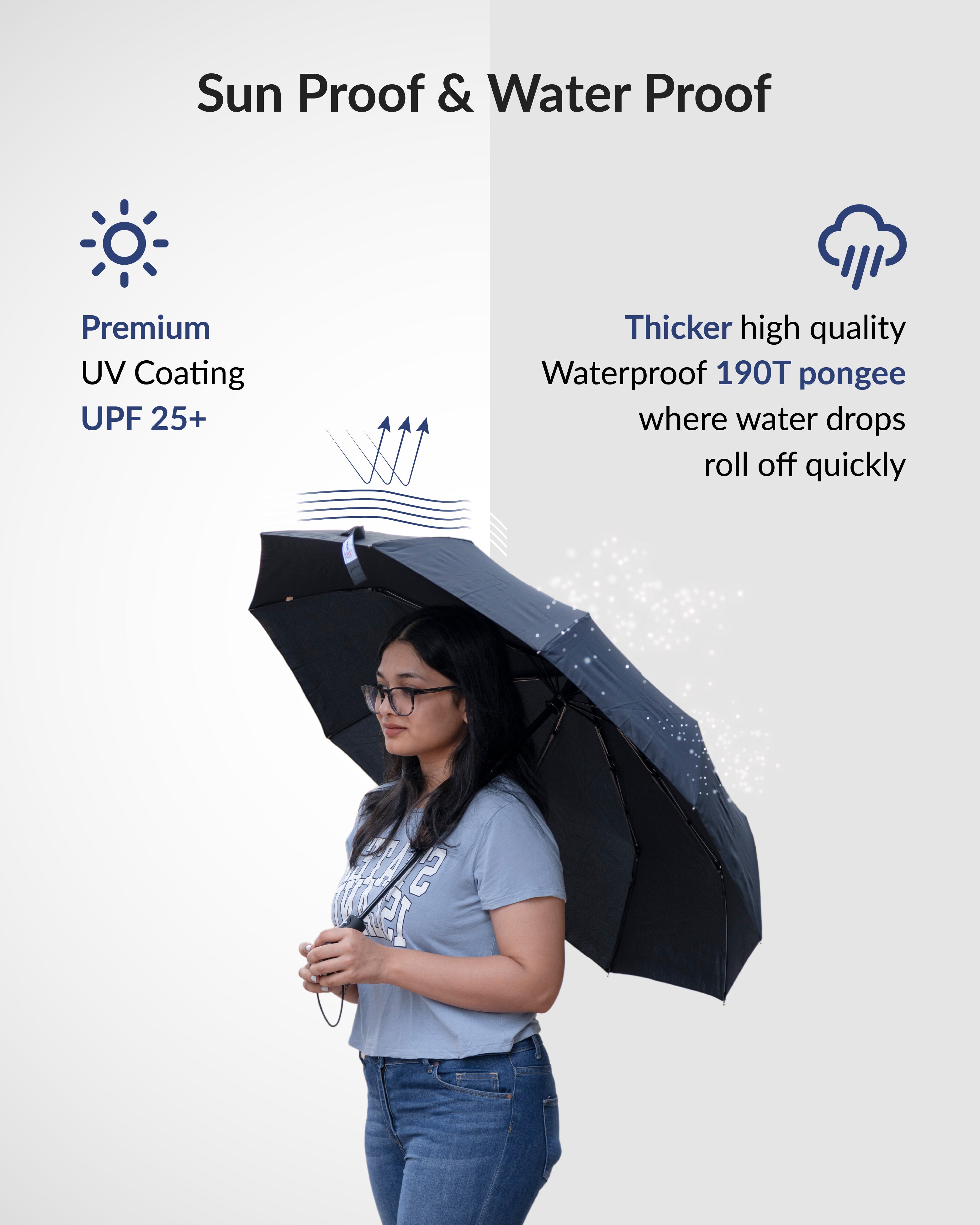 Destinio Umbrella for Women, Umbrella for Men - Automatic 3 Fold Windproof with Travel Cover with Auto Open and Close