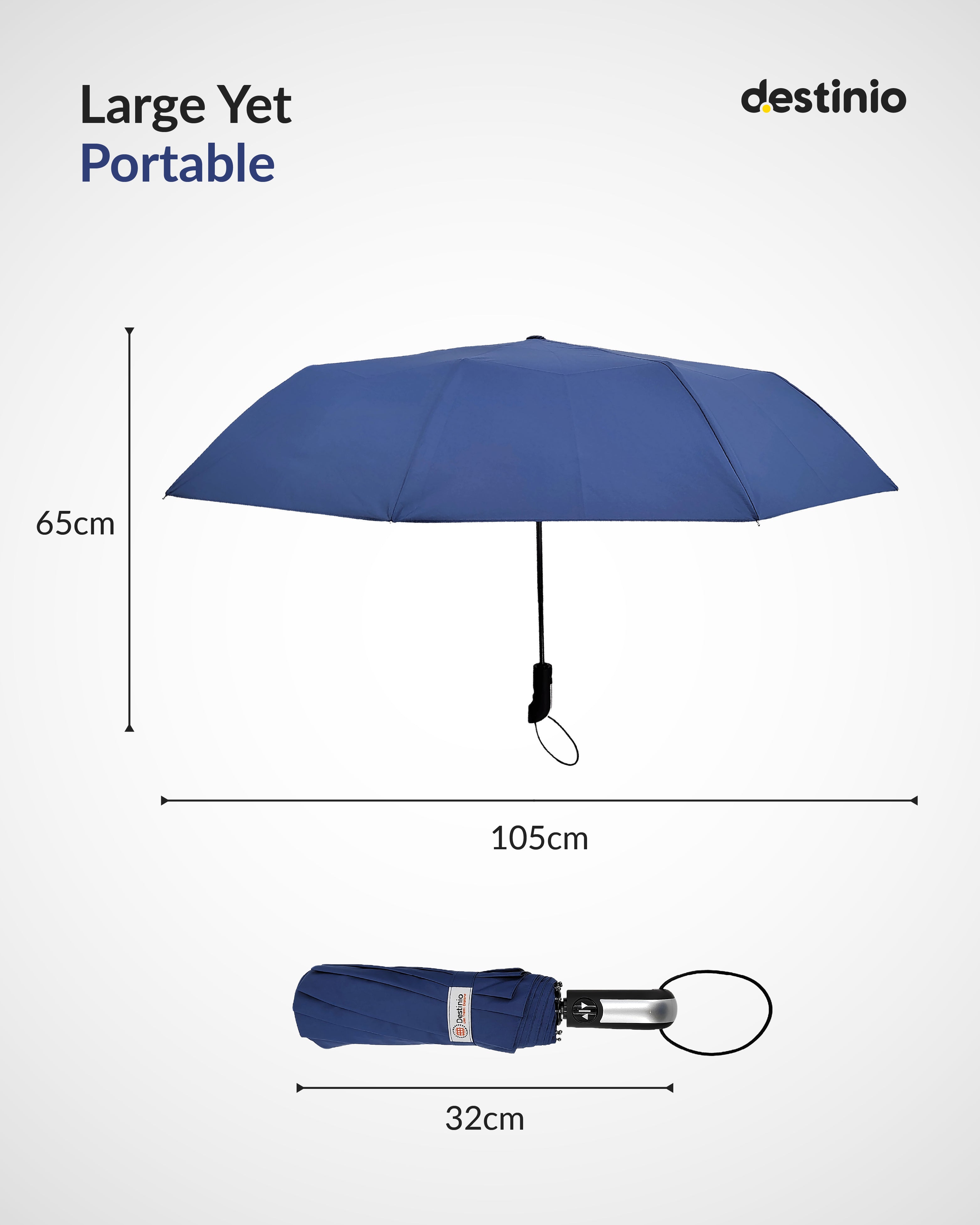 Destinio Umbrella for Women, Umbrella for Men - Automatic 3 Fold Windproof with Travel Cover with Auto Open and Close