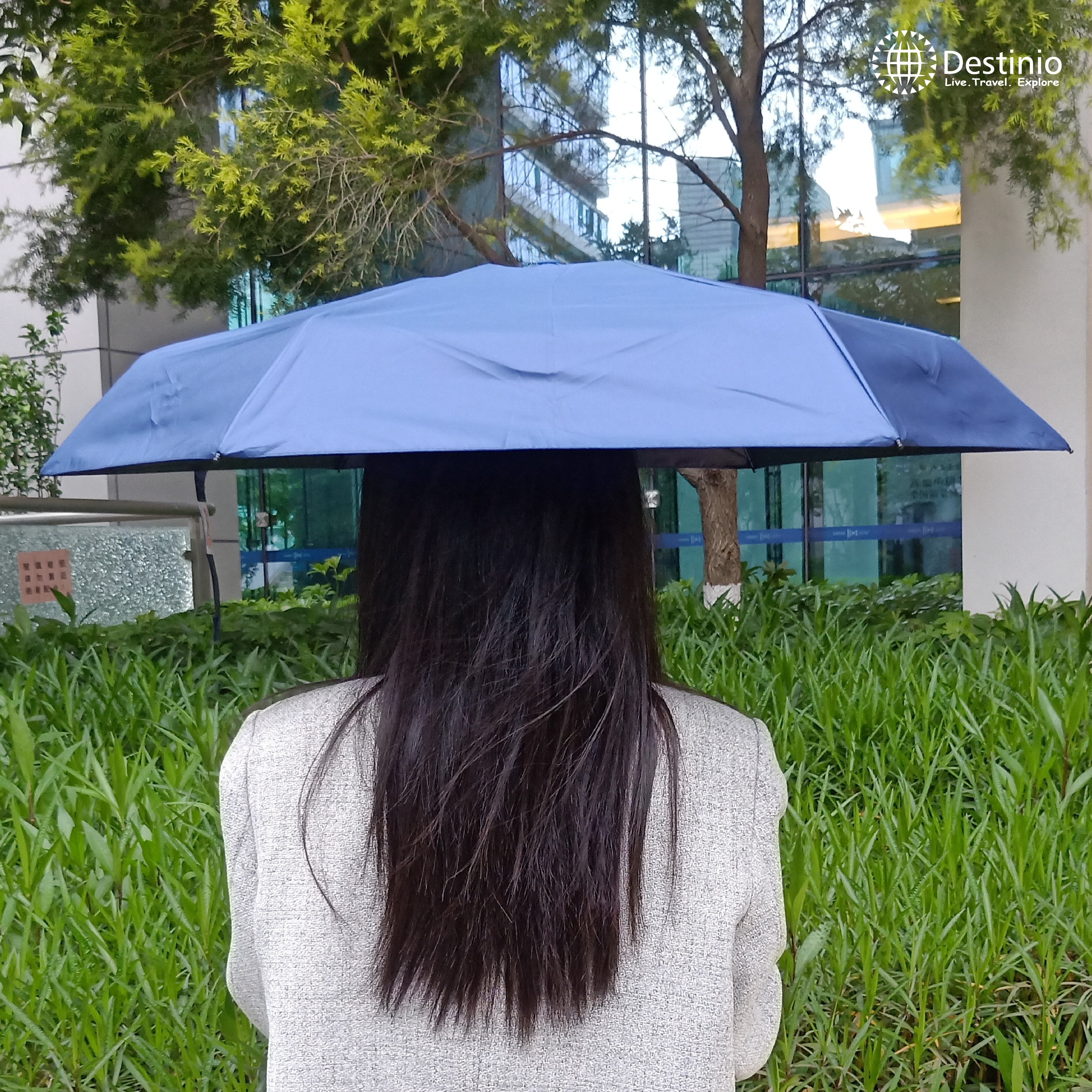 Destinio Capsule Umbrella, 5 Fold Manual Open 19 Inch Small Umbrella for Women and Men with UV Coating for Sun Protection, Foldable Mini Umbrellas for Rain and Sun (Navy Blue_D-BL-19in)