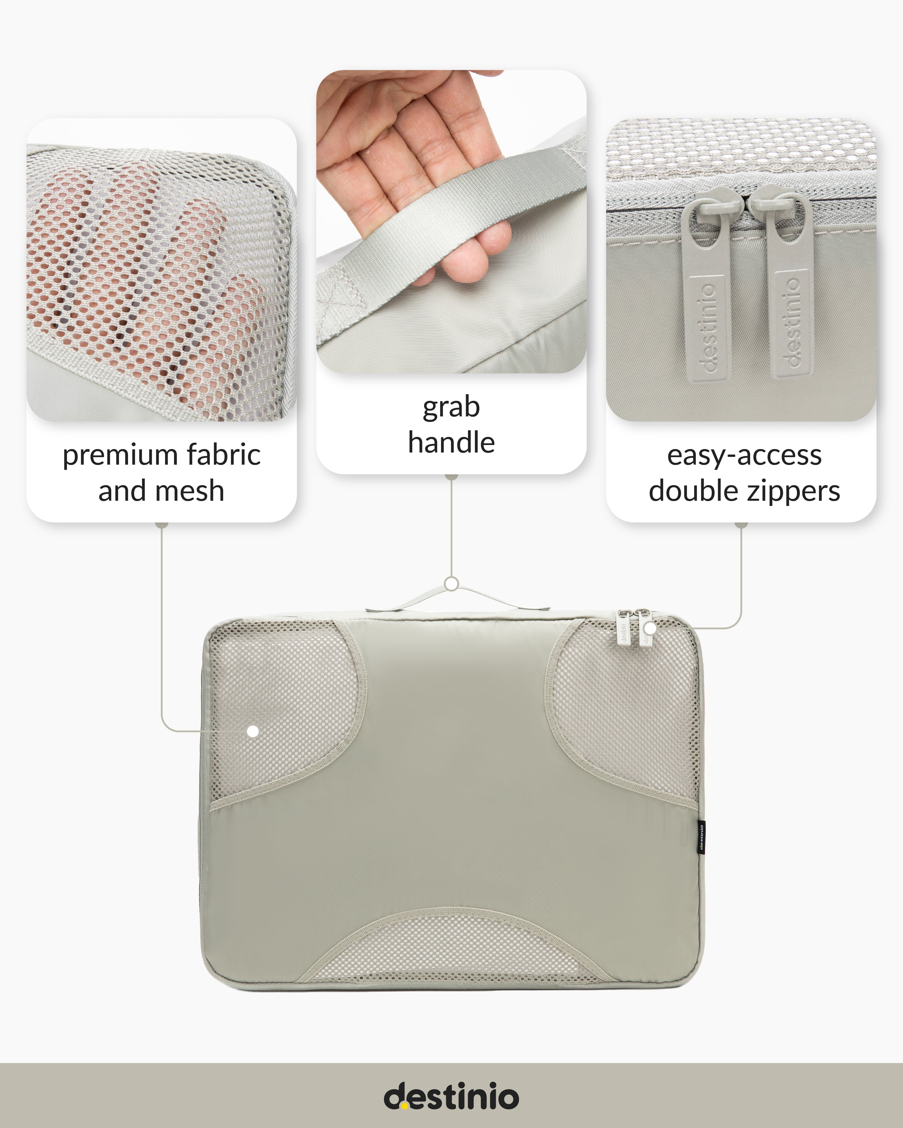 Destinio Packing Cubes - 6 piece set (Cross Mesh)