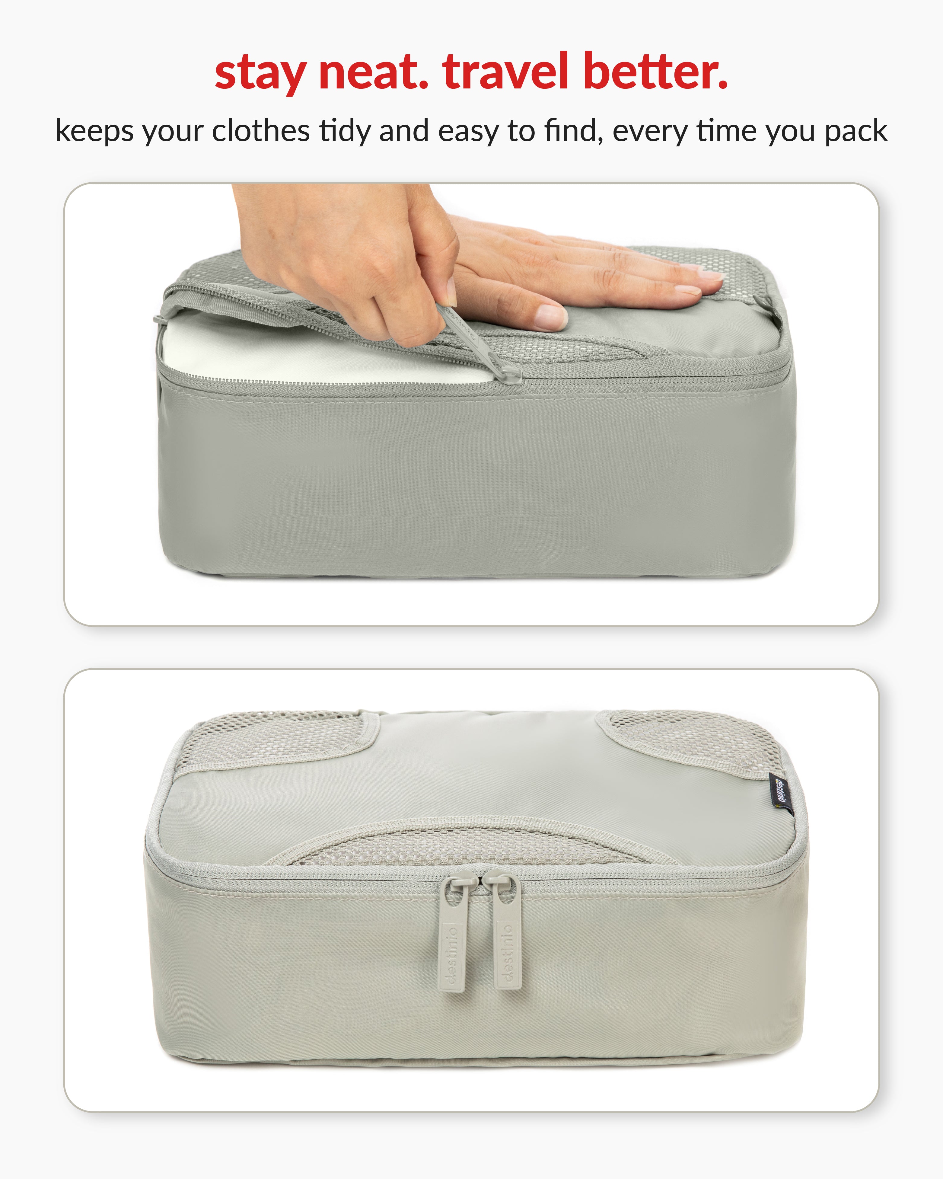 Destinio Packing Cubes - 6 piece set (Cross Mesh)