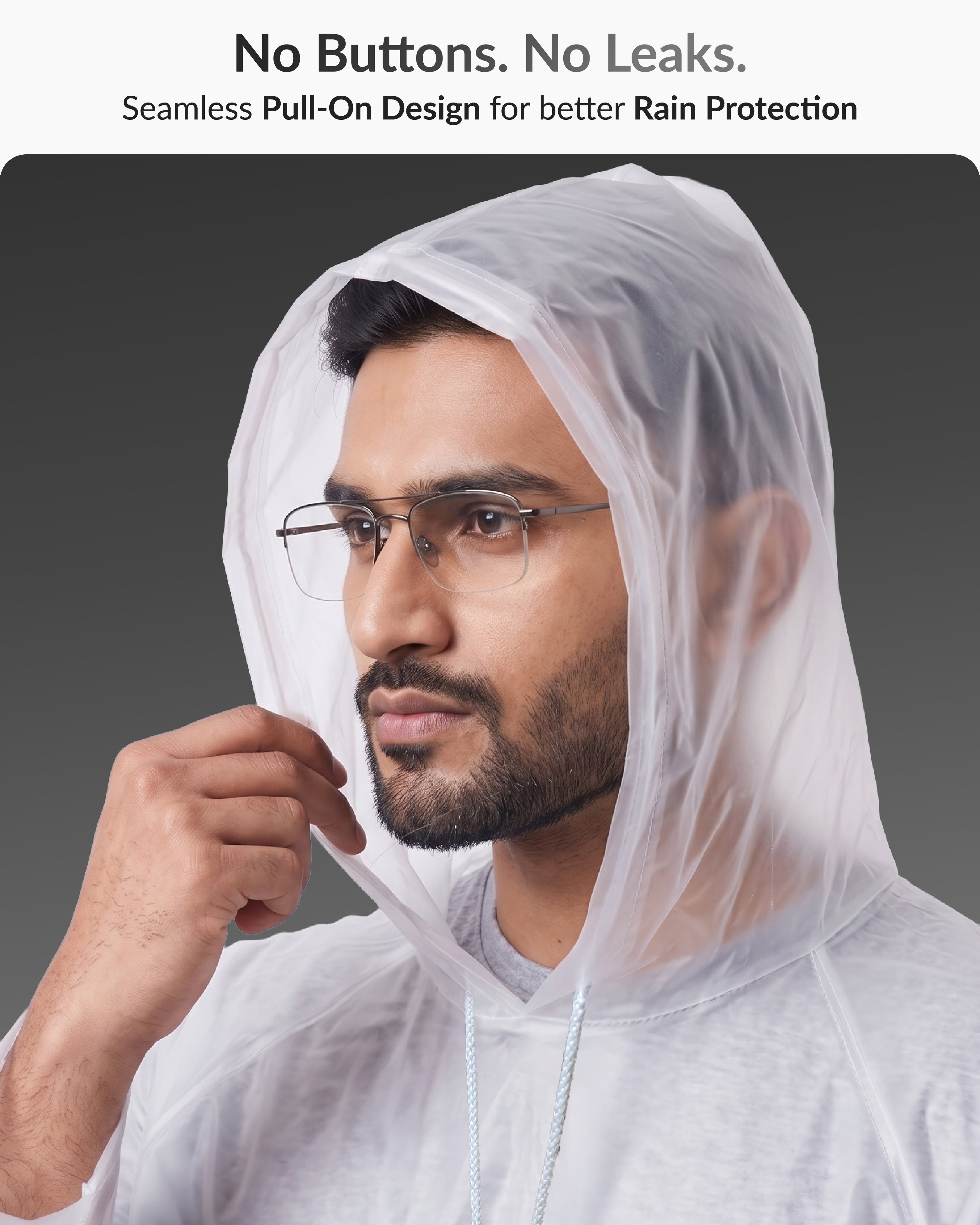 Destinio Waterproof Raincoat Poncho with Hood for Men & Women, Lightweight Reusable PVC Rainwear, Free Size Oversized Fit, Full Body Coverage for Travel, Bike Riding & Monsoon Use (Copy)