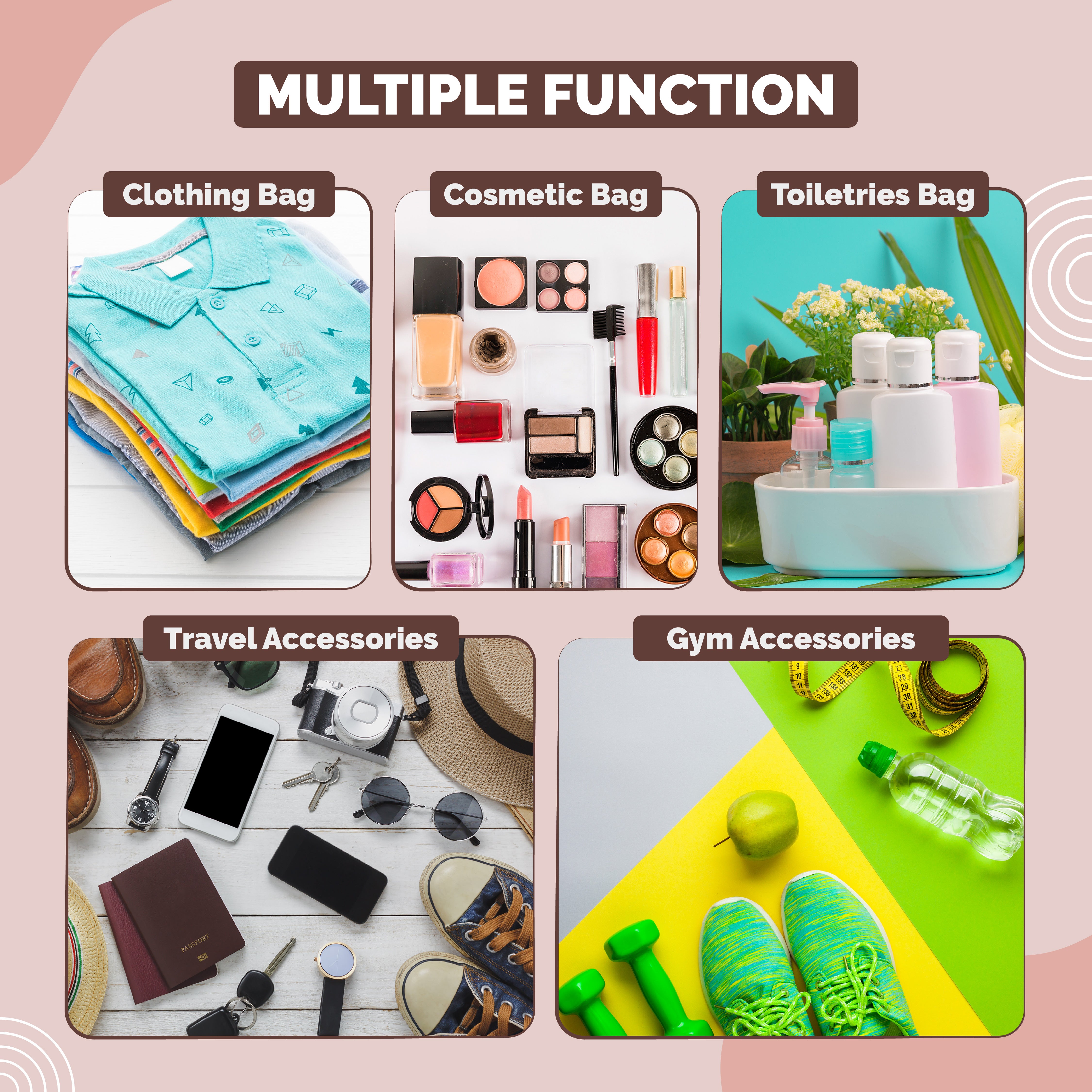 Destinio Shoe Bags Pouches Travel, 6 Pcs in 3 Colors and 3 Designs