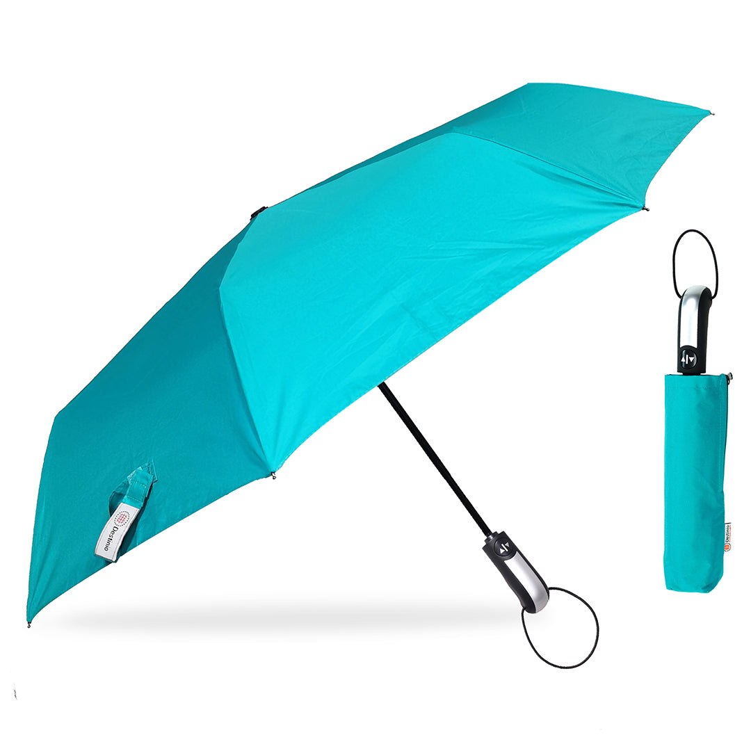 Destinio Teal Umbrella | 3-Fold Automatic, Windproof, Compact Design with 10 Fiberglass Ribs