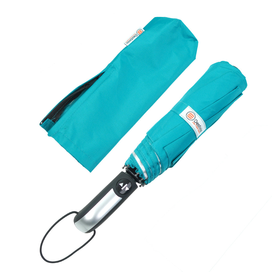 Destinio Teal Umbrella | 3-Fold Automatic, Windproof, Compact Design with 10 Fiberglass Ribs