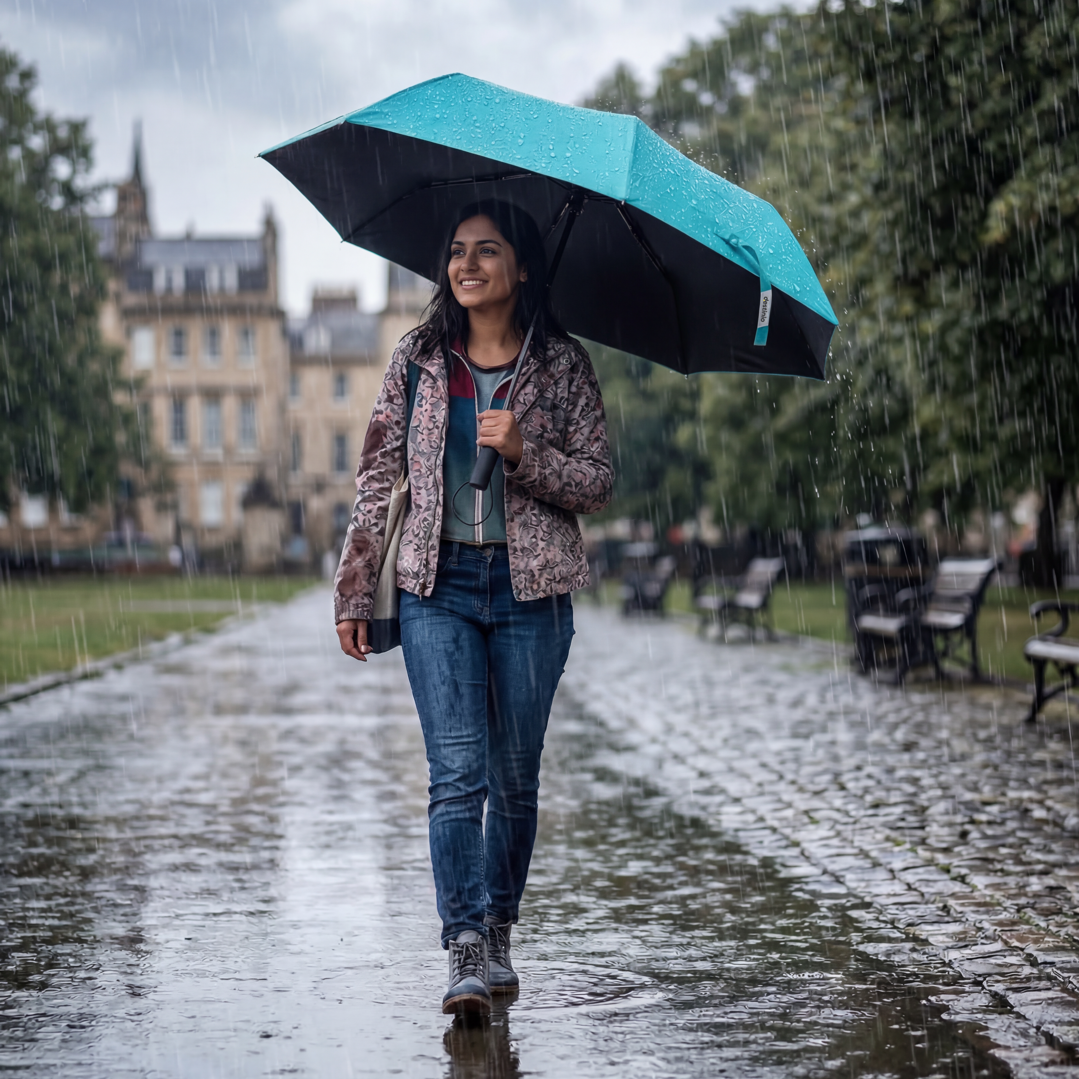 Destinio Teal Umbrella | 3-Fold Automatic, Windproof, Compact Design with 10 Fiberglass Ribs