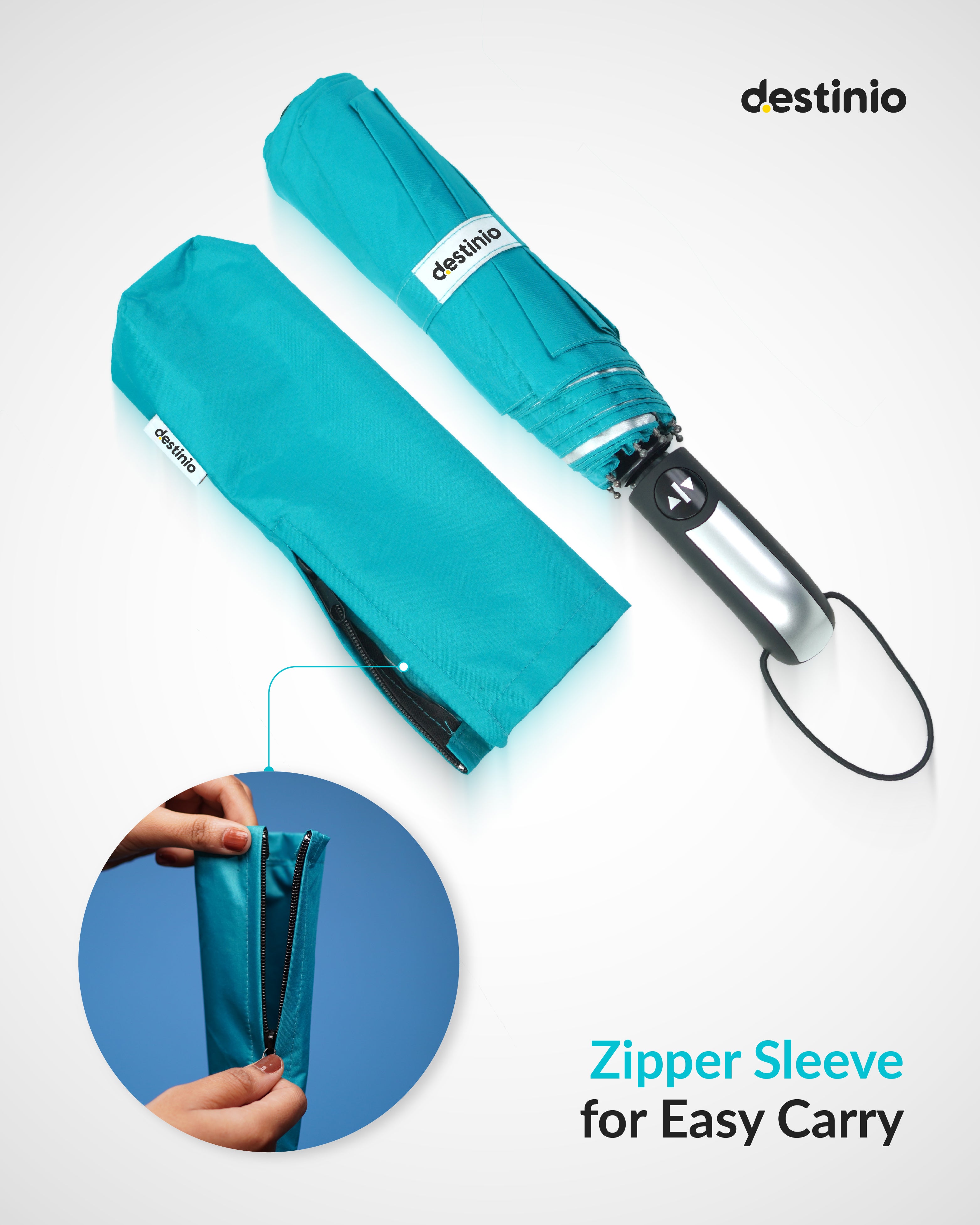 Destinio Umbrella for Women, Umbrella for Men - Automatic 3 Fold Windproof with Travel Cover with Auto Open and Close