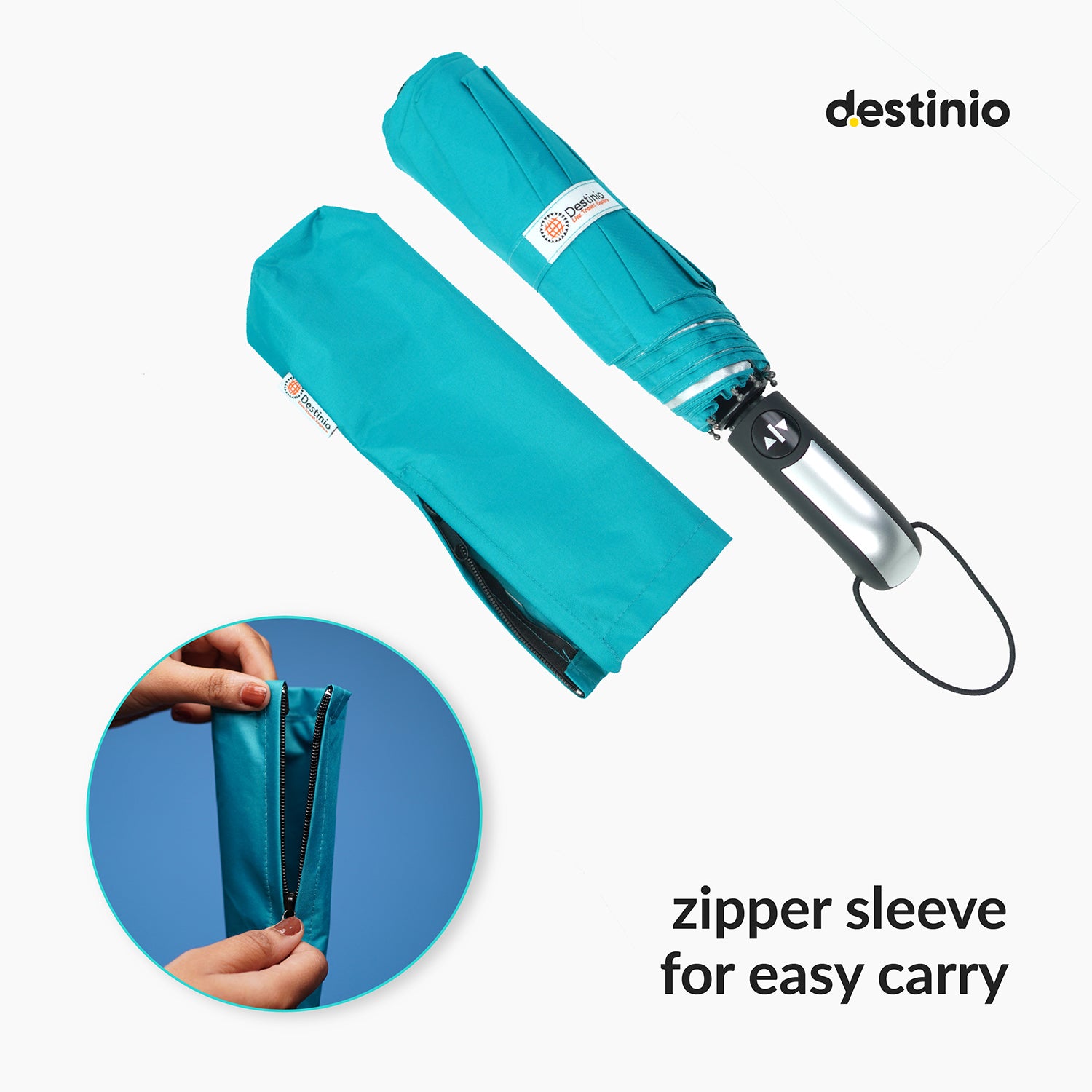 Destinio Umbrella for Women, Umbrella for Men - Automatic 3 Fold Windproof with Travel Cover with Auto Open and Close