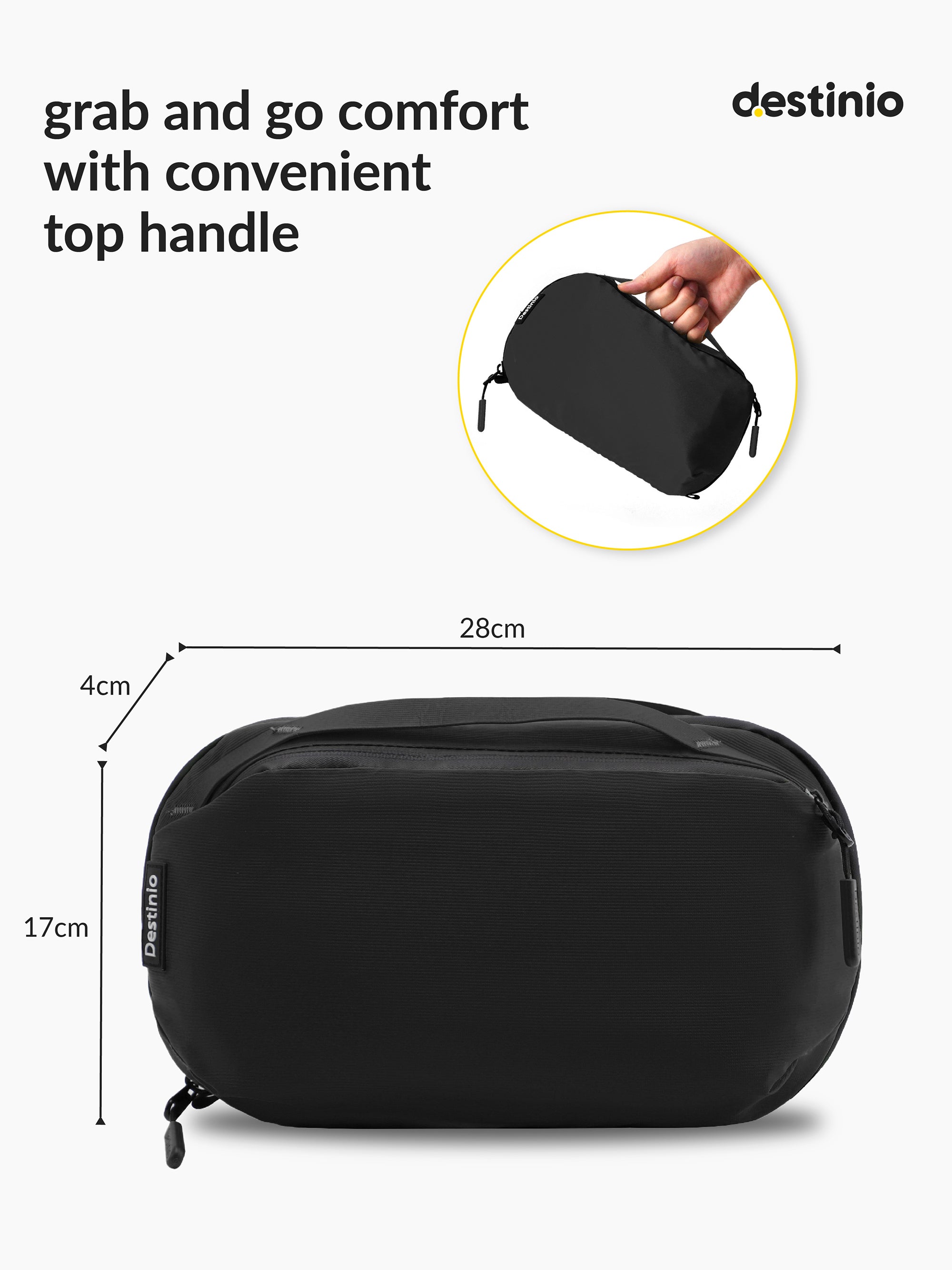Destinio Premium Toiletry Bag | Waterproof Nylon, Large Storage, Compact Design
