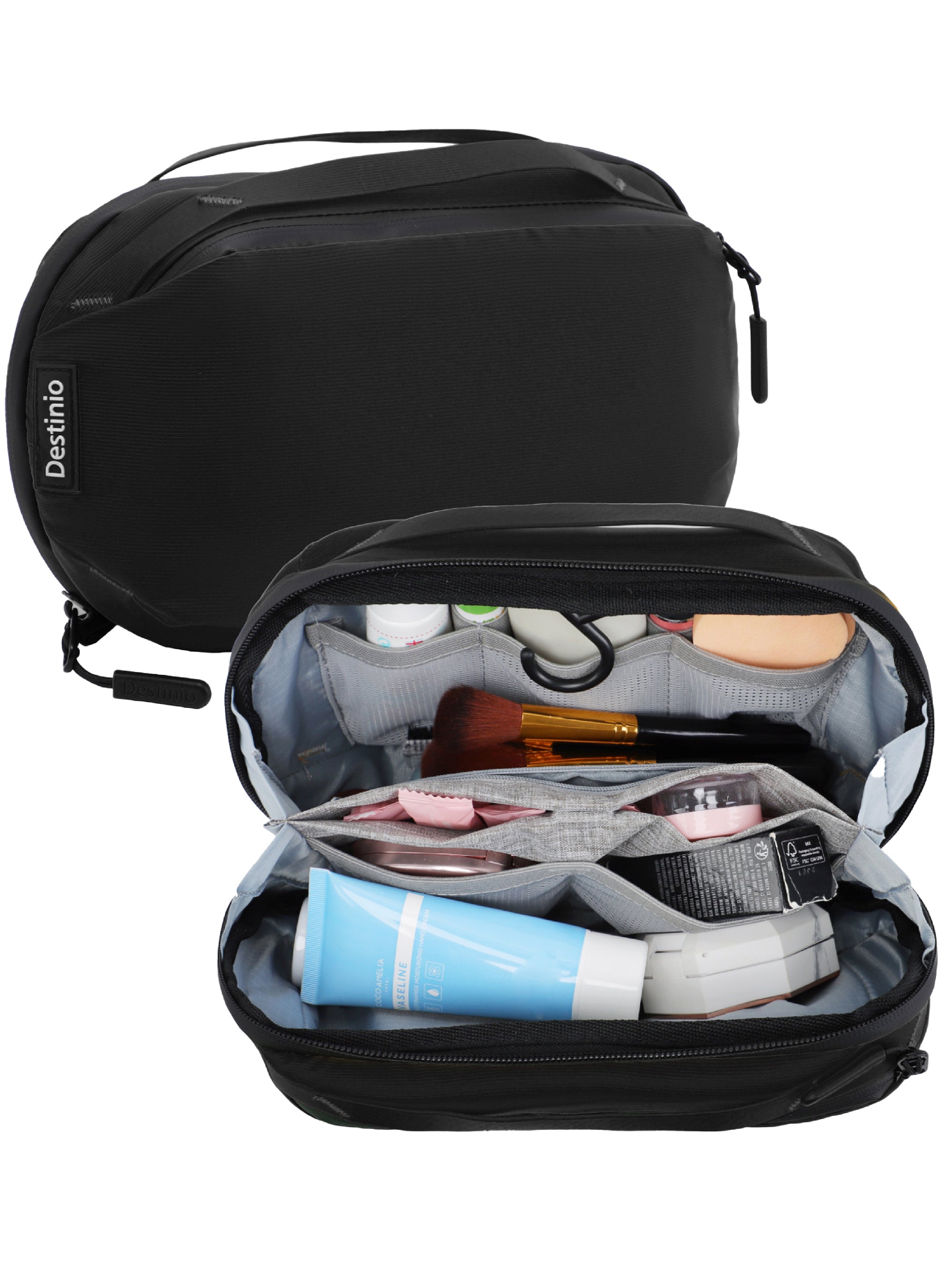 Destinio Premium Toiletry Bag | Waterproof Nylon, Large Storage, Compact Design