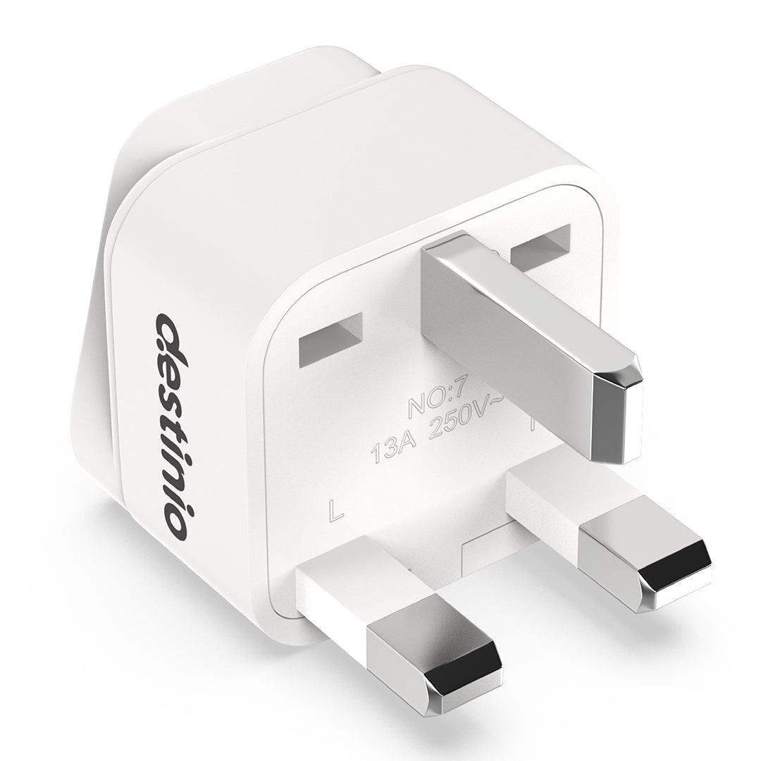 Destinio Multi Adapter Type G UK | Universal Compatibility, Dual Device Charging, Safety Certified