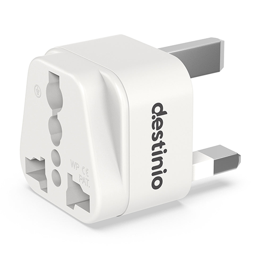 Destinio Multi Adapter Type G UK | Universal Compatibility, Dual Device Charging, Safety Certified